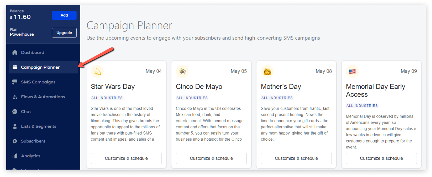 SMS Campaign Planner