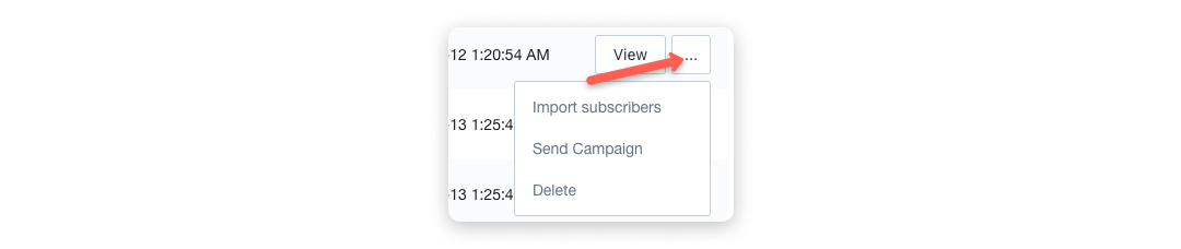 SMSBump Lists & Segments | Subscriber list editing and managing actions