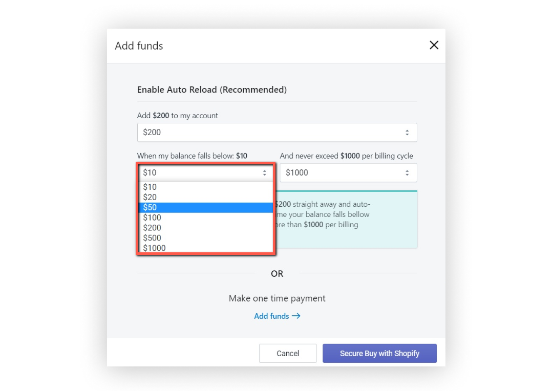 Knowledge Base How To Enable Auto Reload For Text Message Credits In Shopify