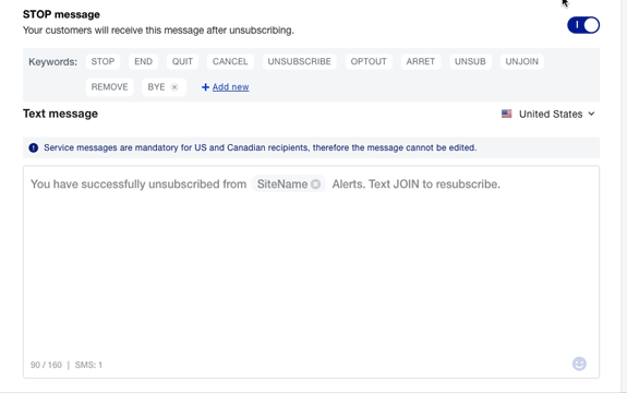 Stop message